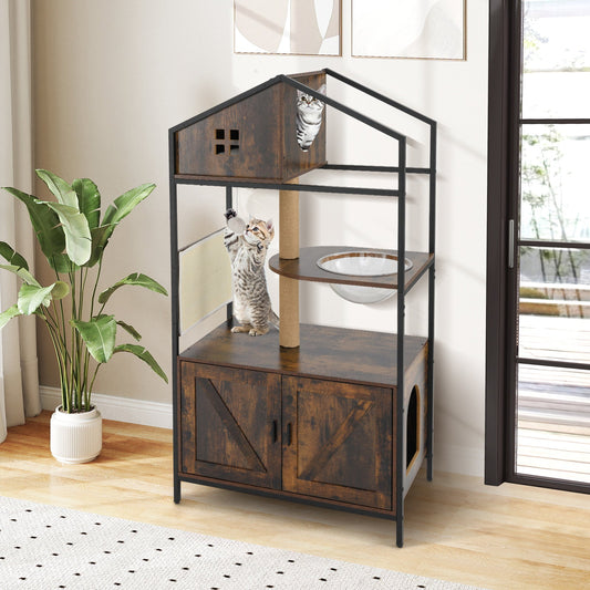 Cat Tree with Litter Box Enclosure