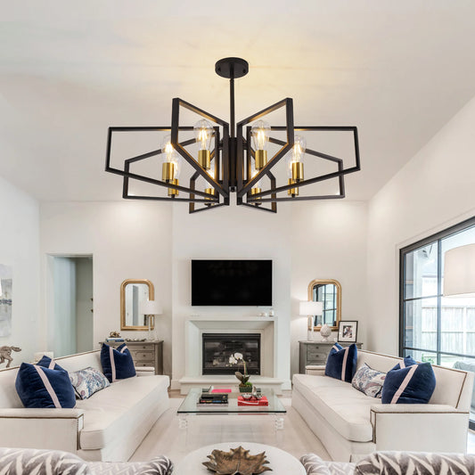 8-Light Geometric Chandelier Adjustable Height