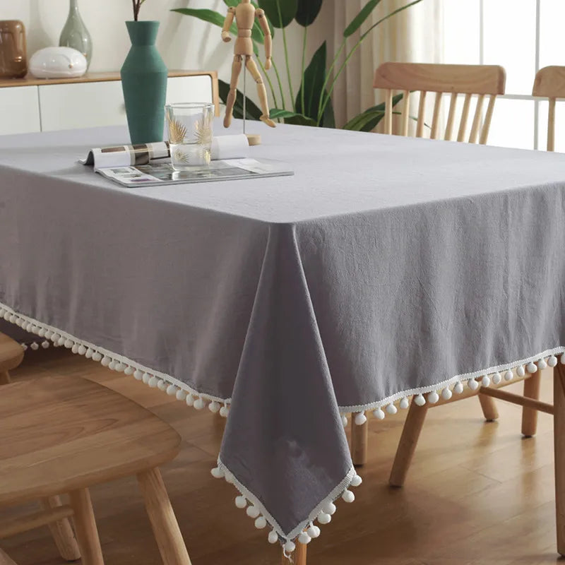 Cotton Tablecloth with Tassels