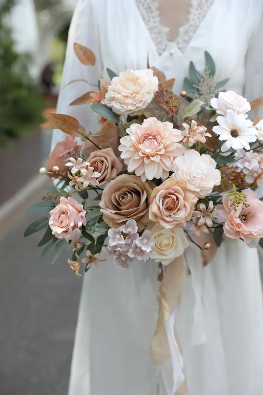 Nude Colored Rose Artificial Bouquet