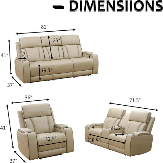 Leather Power Recliner Sofa Set