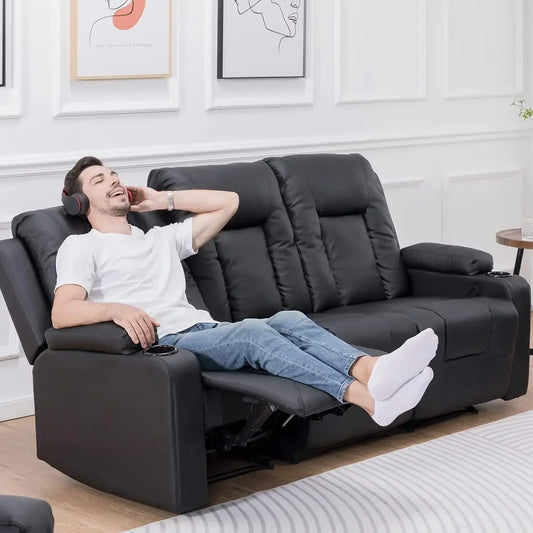 Leather Reclining Chair Set