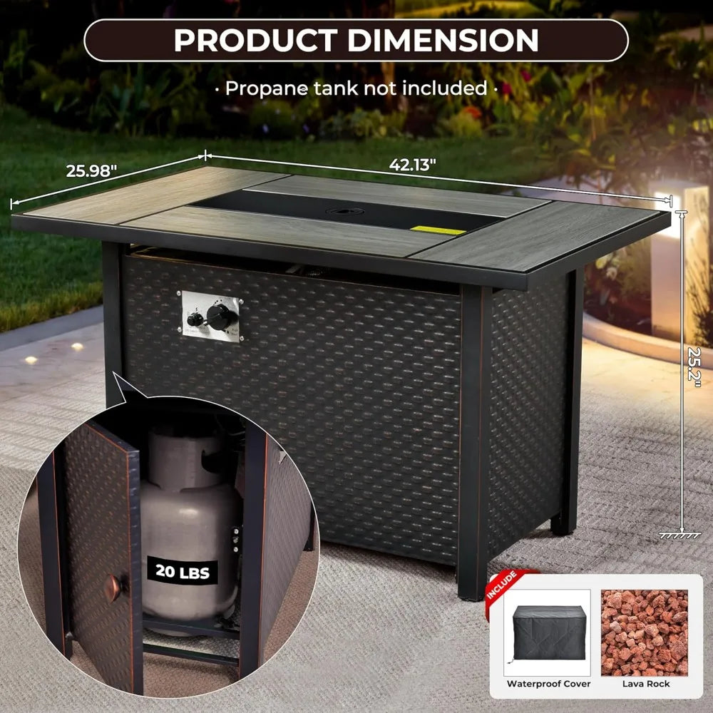 42" Fire Pit Table with Propane Gas