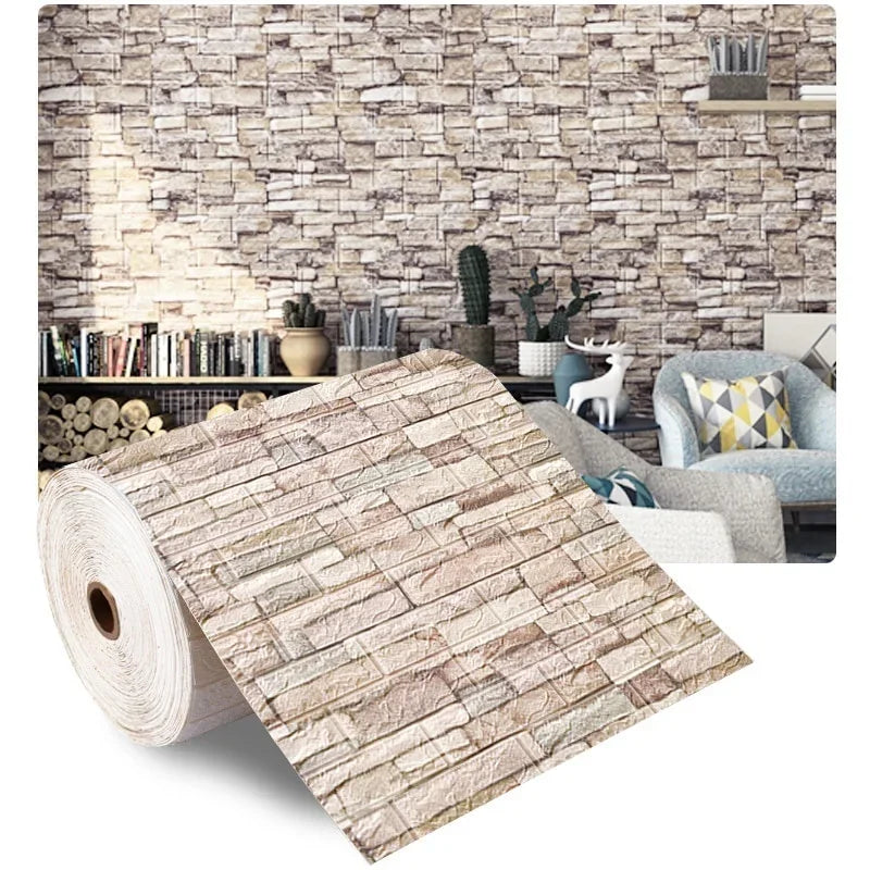 Self-adhesive Antique Foam Brick Wallpaper
