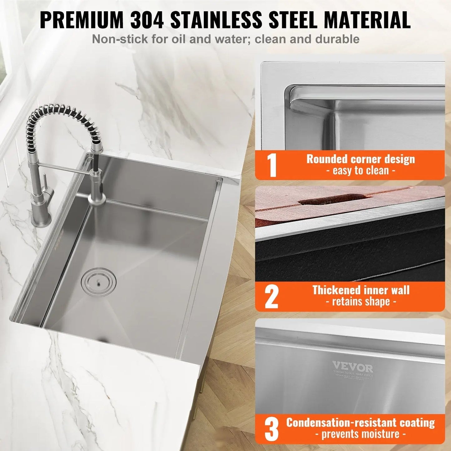36 Inch Stainless Steel Farmhouse Workstation Sink