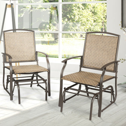 2 Pieces Patio Swing Single Glider Chair Rocking Seating