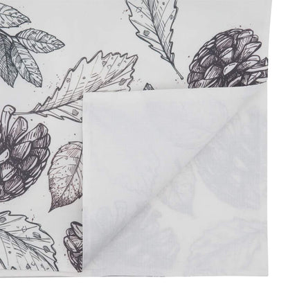 Fennco Styles Delicate Fall Leaf Pinecone Decorative Table Runner 16" W x 70" L - White Autumn Table Cover for Dining Table, Banquets, Special Events and Home Décor