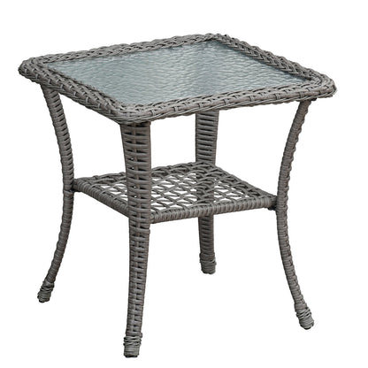 3 Pieces Conversation Set: Outdoor Wicker Rocker Swivel Patio Bistro Set