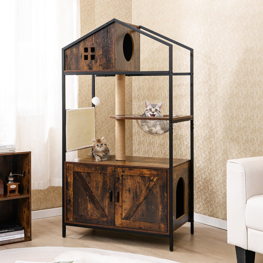 Cat Tree with Litter Box Enclosure