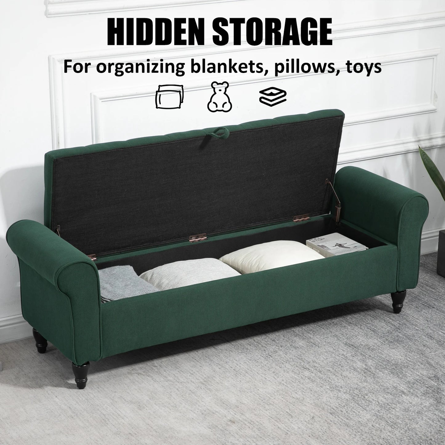 Upholstered End of Bed Storage Bench