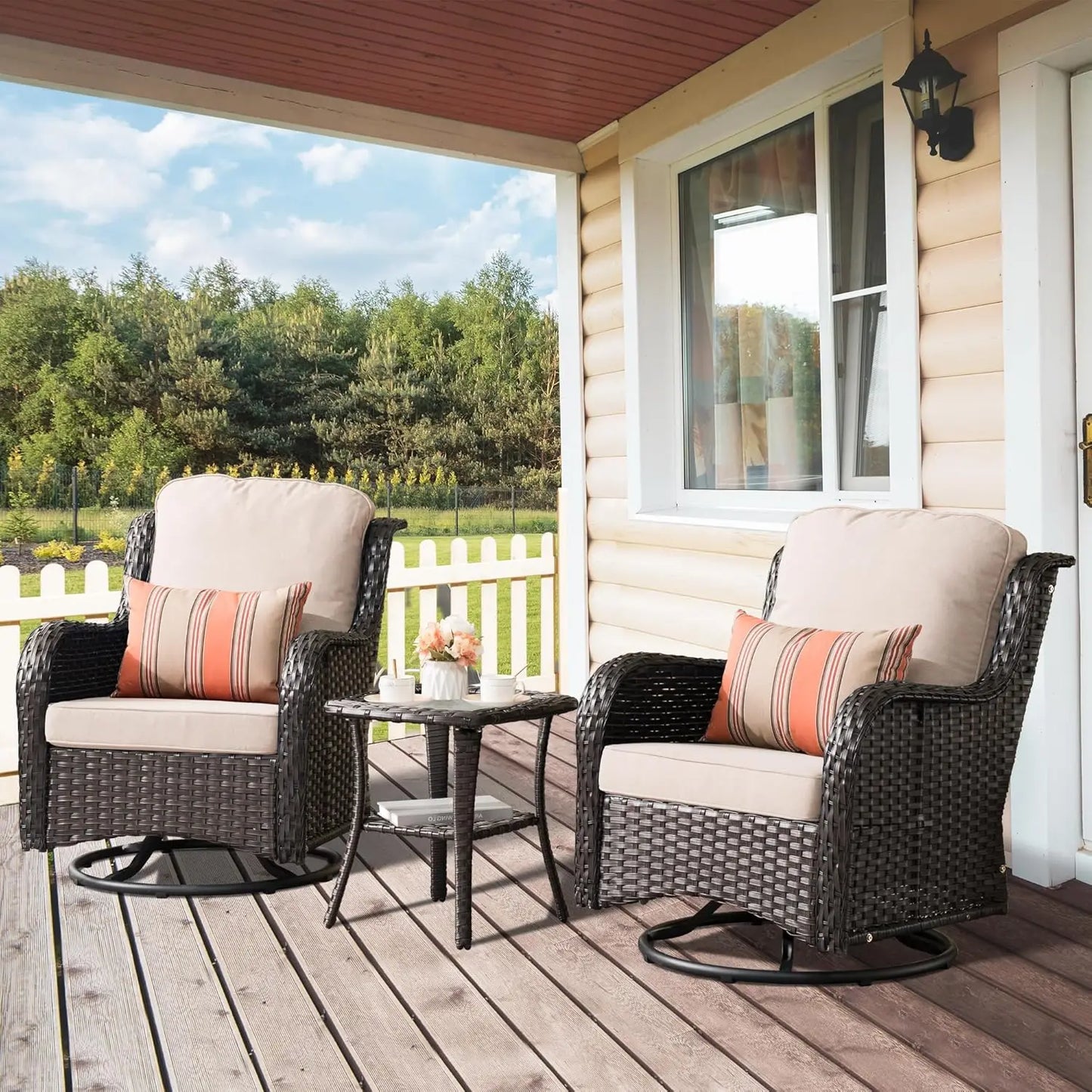 3 Pcs Swivel Rocking Furniture Set