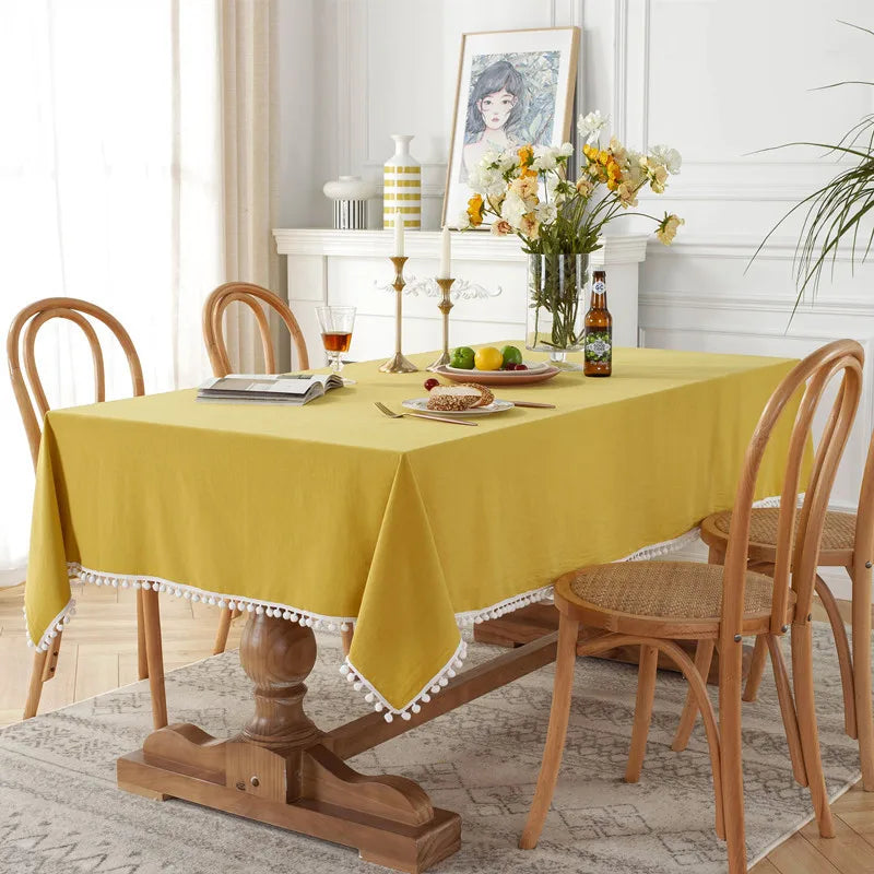 Cotton Tablecloth with Tassels
