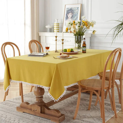 Cotton Tablecloth with Tassels