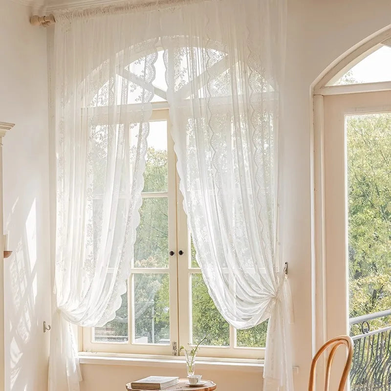 White Lace Sheer Curtains