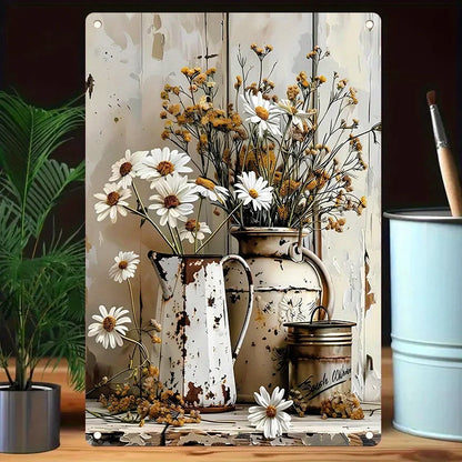 Rustic Daisy Floral Vase
