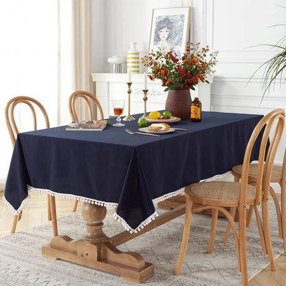 Cotton Tablecloth with Tassels