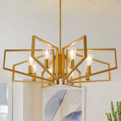 8-Light Geometric Chandelier Adjustable Height