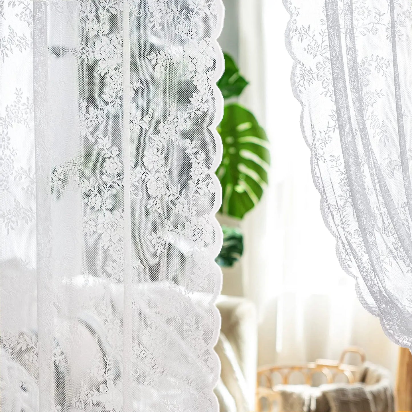 White Lace Sheer Curtains