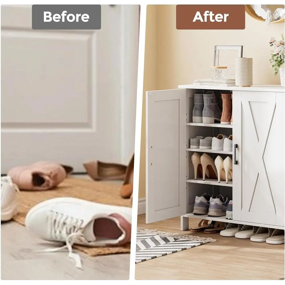 Farmhouse Shoe Cabinet w/Doors