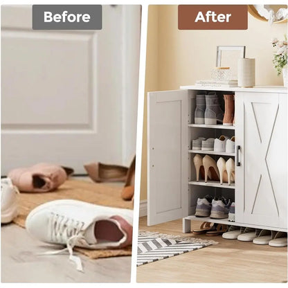 Farmhouse Shoe Cabinet w/Doors