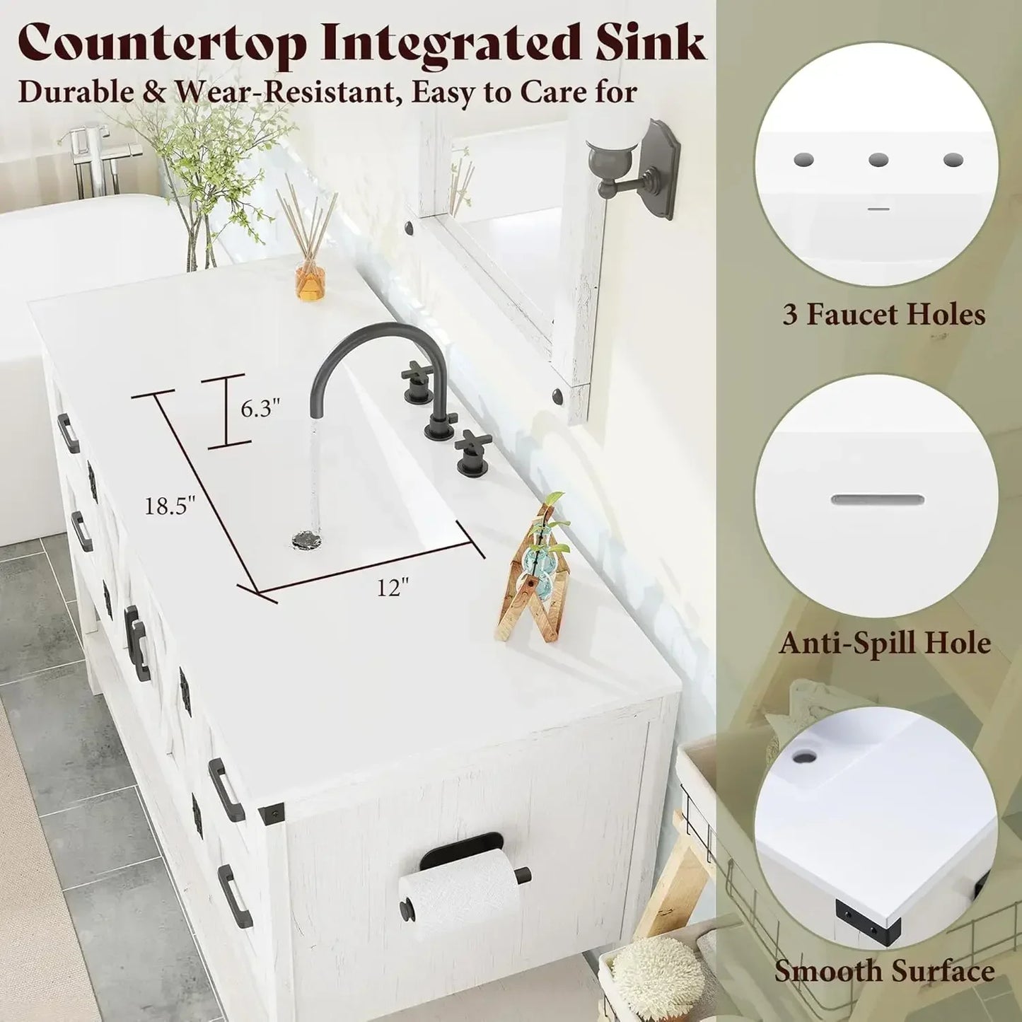 48” Farmhouse Bathroom Vanity with Sink