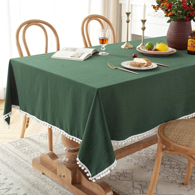 Cotton Tablecloth with Tassels
