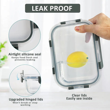 10-Pack Glass Meal Prep Containers