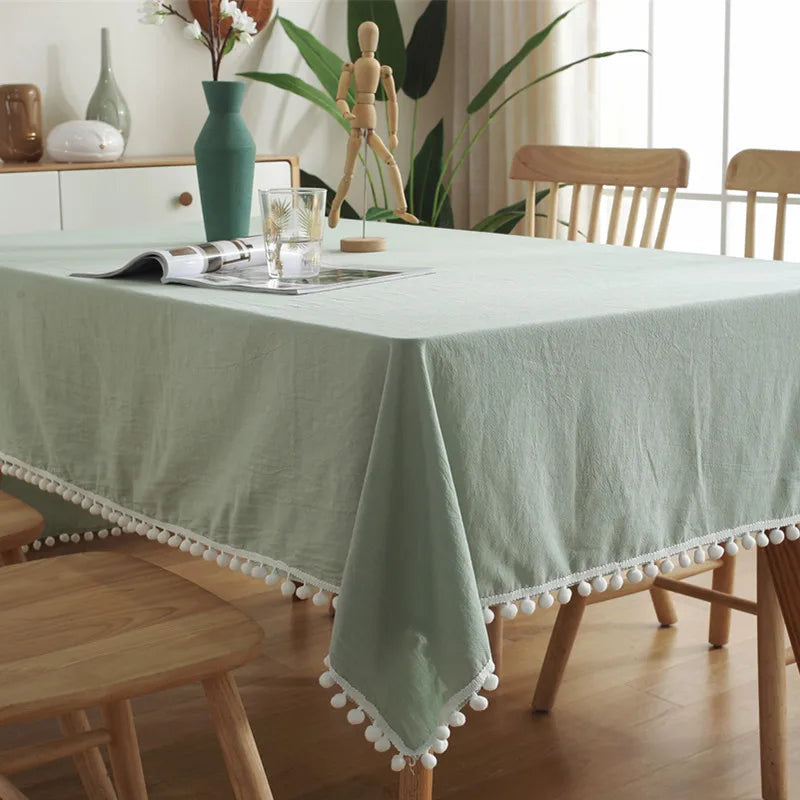 Cotton Tablecloth with Tassels