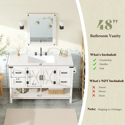 48” Farmhouse Bathroom Vanity with Sink