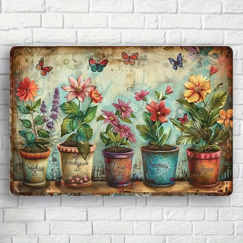 Charming Vintage Garden Metal Sign