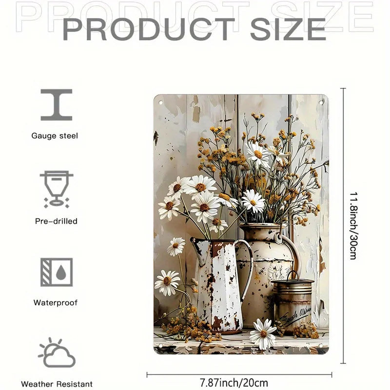 Rustic Daisy Floral Vase