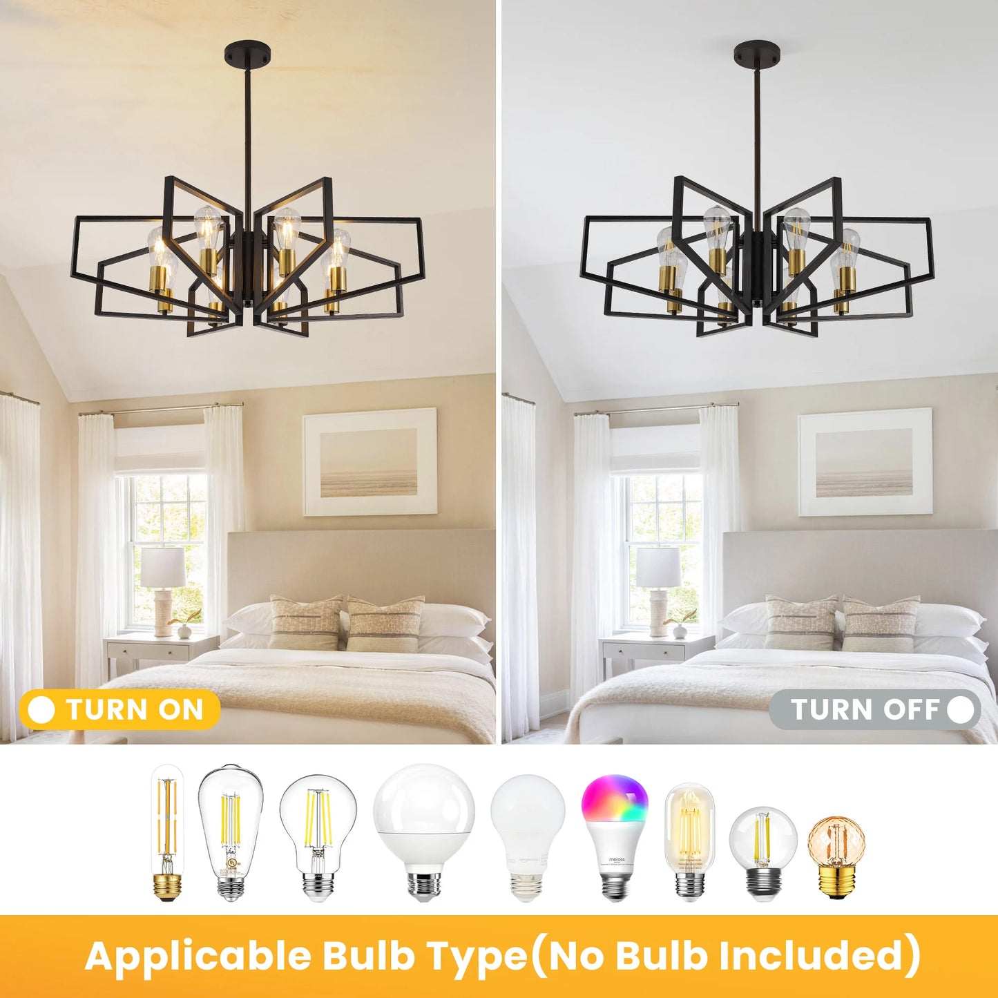 8-Light Geometric Chandelier Adjustable Height