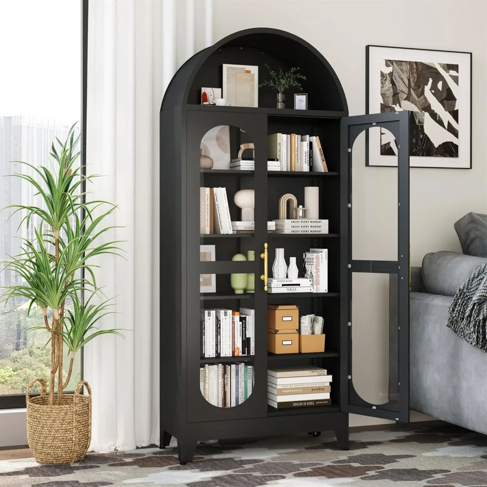 Tall Arched Cabinet w Glass Doors