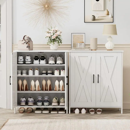 Farmhouse Shoe Cabinet w/Doors