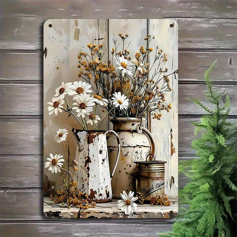 Rustic Daisy Floral Vase