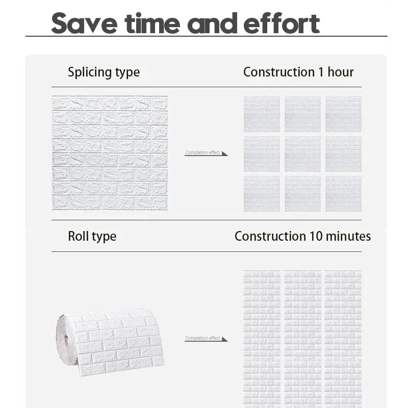 Self-adhesive Antique Foam Brick Wallpaper