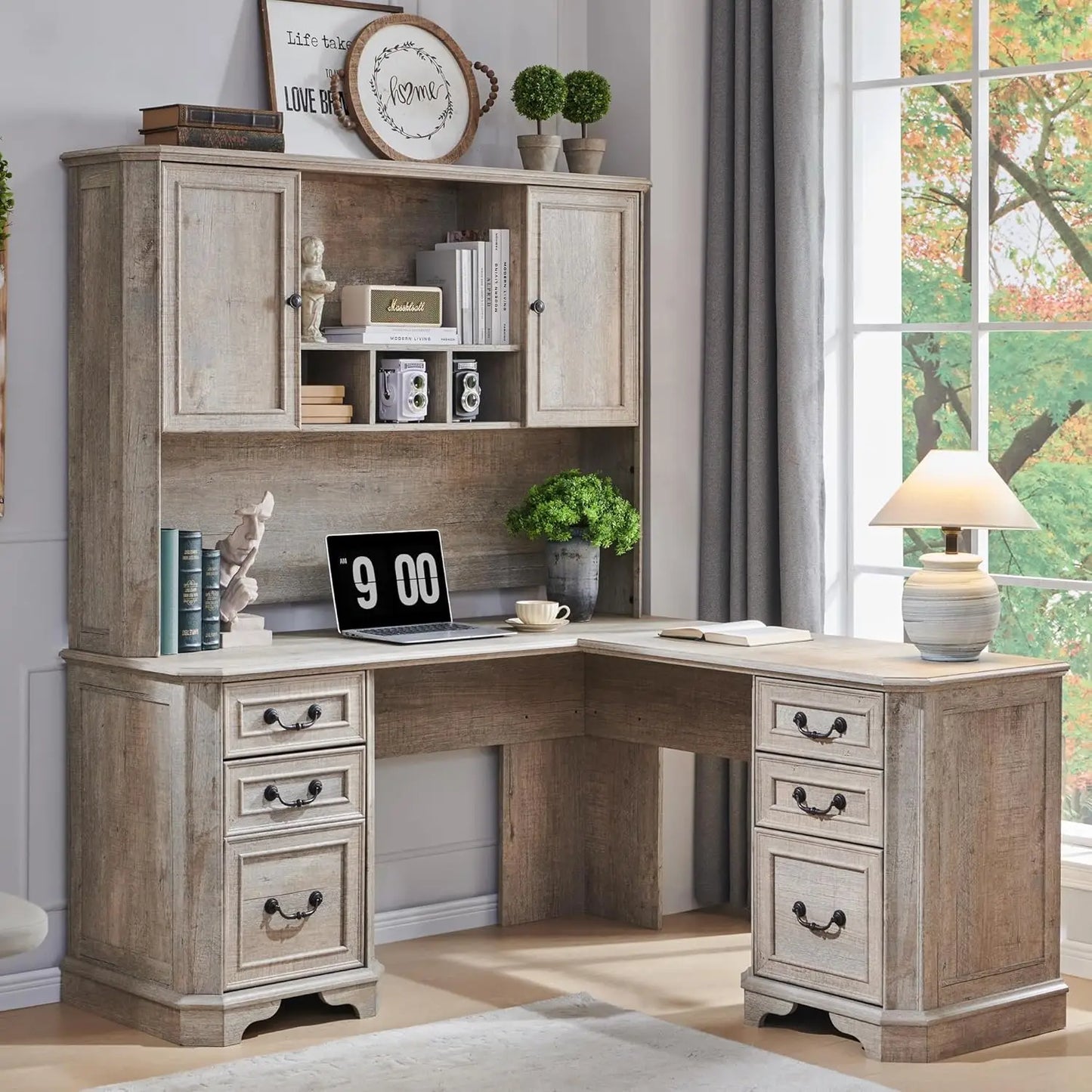 L Shaped Desk with Hutch