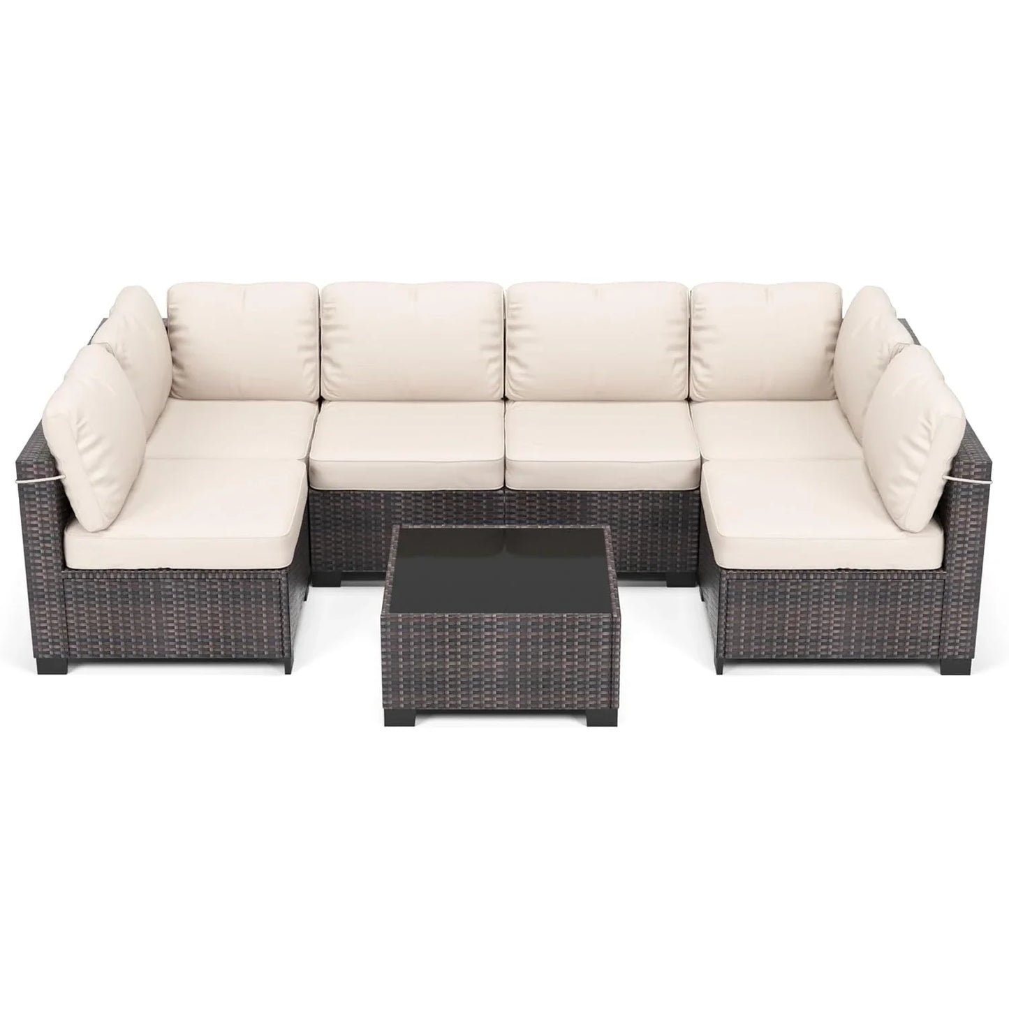 HobbyLane 7 Piece Modular Outdoor Furniture Set PE Rattan Wicker Garden