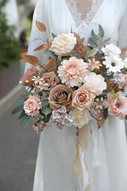 Nude Colored Rose Artificial Bouquet
