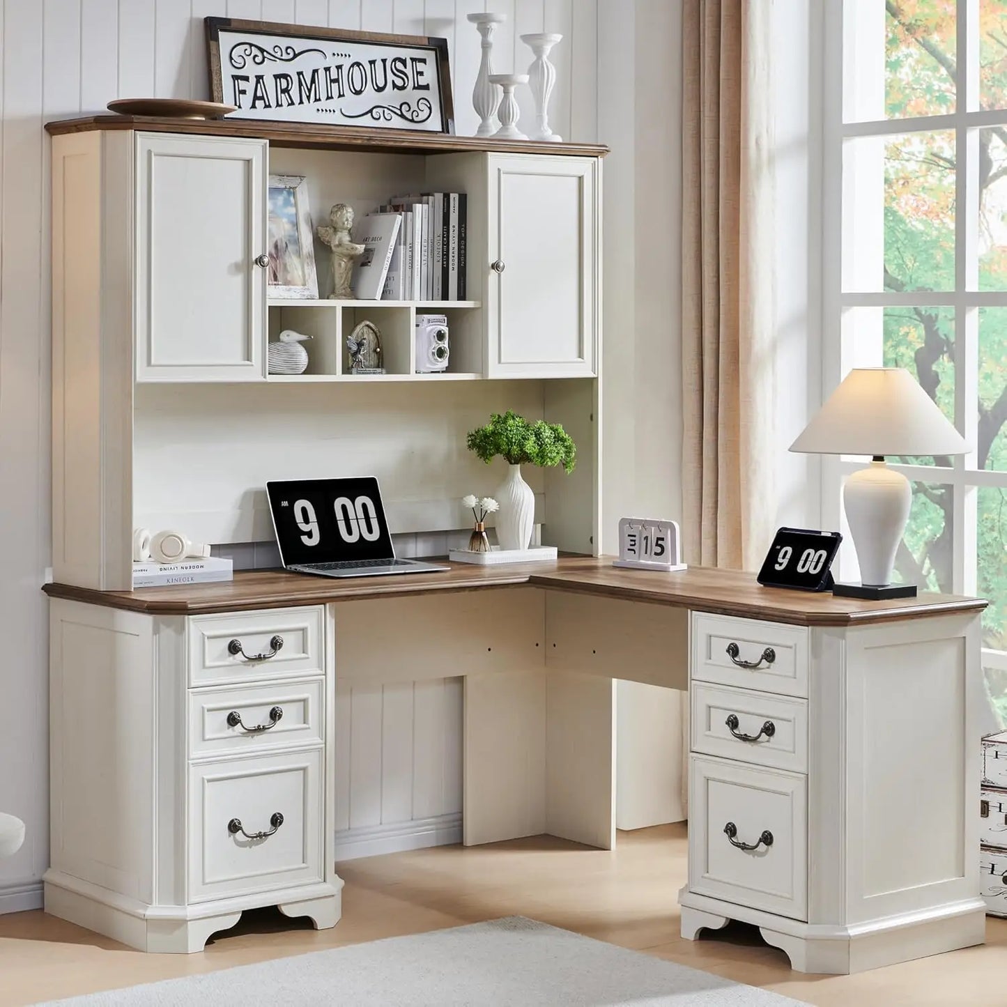 L Shaped Desk with Hutch