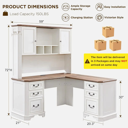 L Shaped Desk with Hutch