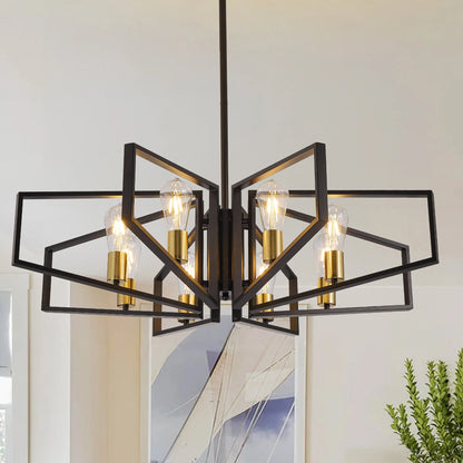 8-Light Geometric Chandelier Adjustable Height
