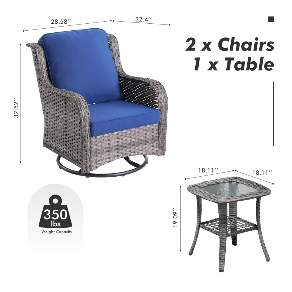 3 Pcs Swivel Rocking Furniture Set