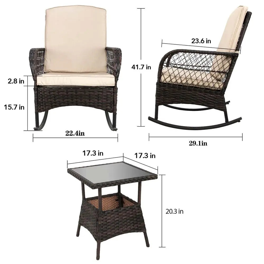 3 pcs Rocking Bistro Rocking Chairs