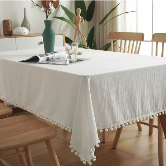 Cotton Tablecloth with Tassels