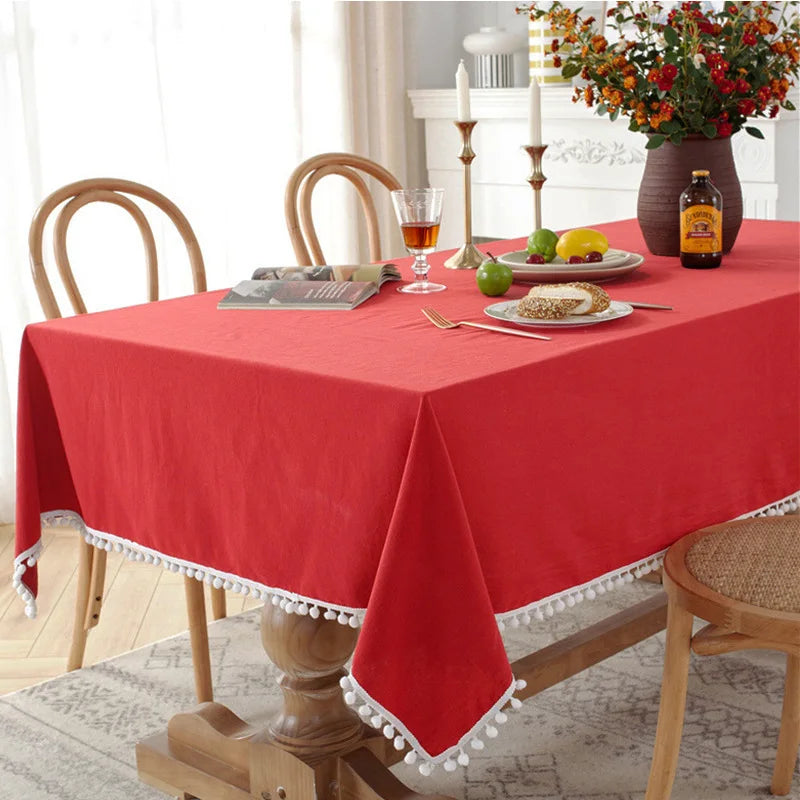 Cotton Tablecloth with Tassels