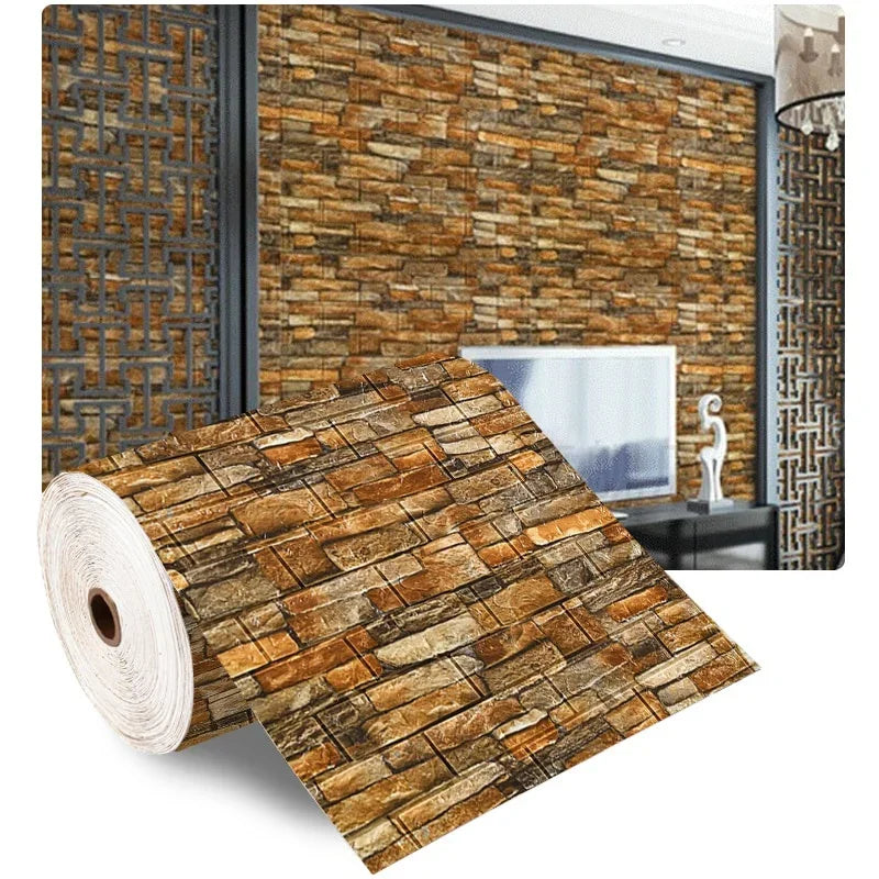 Self-adhesive Antique Foam Brick Wallpaper