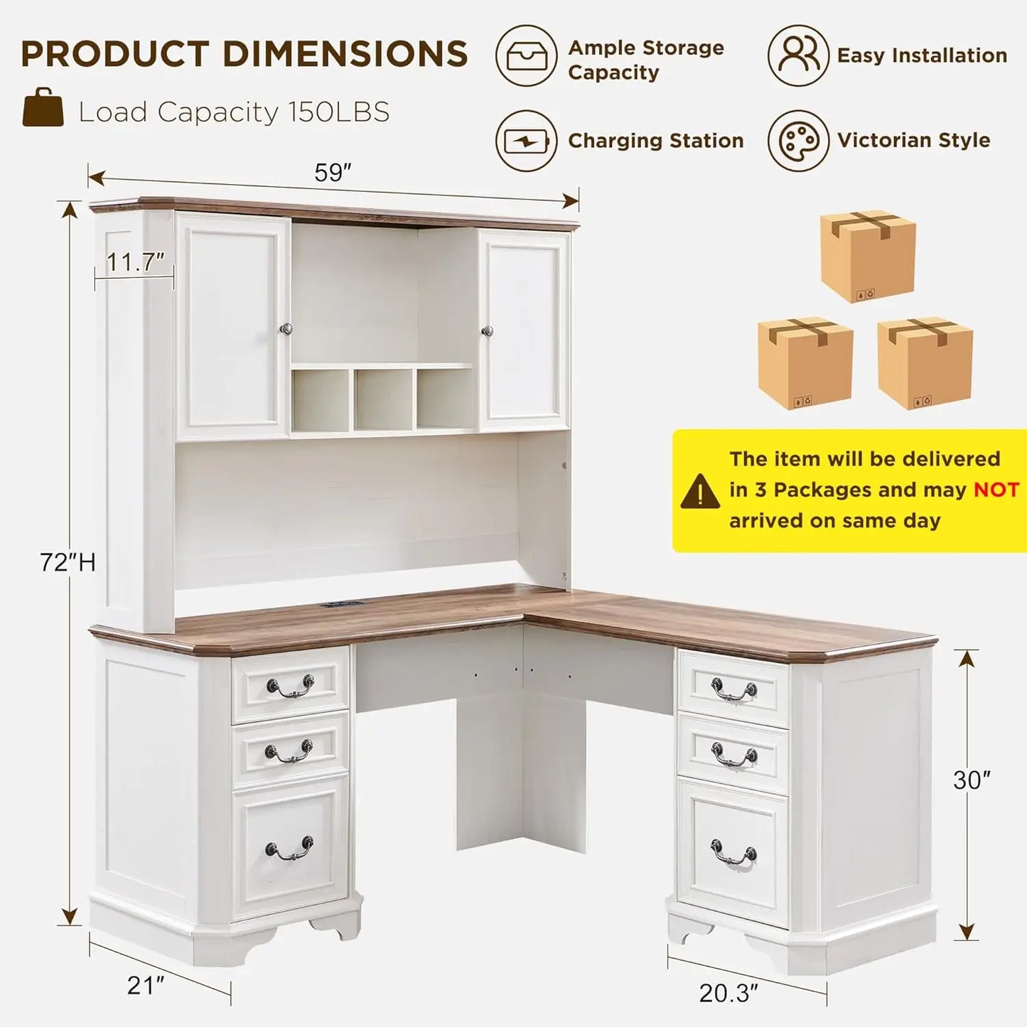 L Shaped Desk with Hutch
