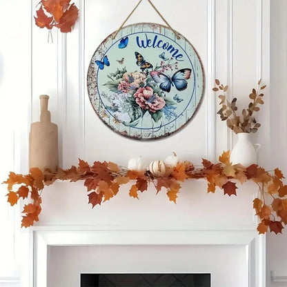 Vintage Welcome Flower Plant Sign