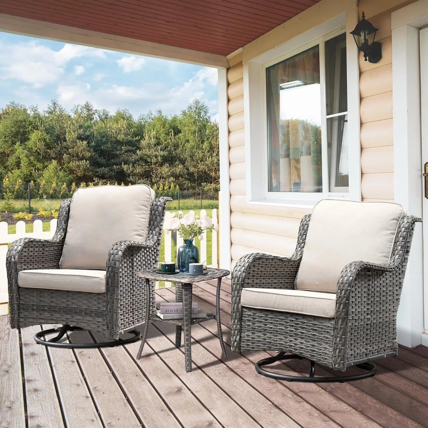 3 Pcs Swivel Rocking Furniture Set